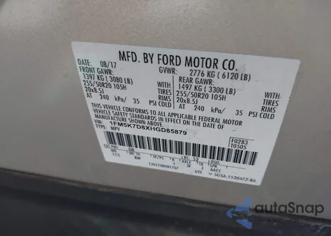 2017 Ford Explorer Xlt z USA, uszkodzony, nr VIN 1FM5K7D8XHGD85879